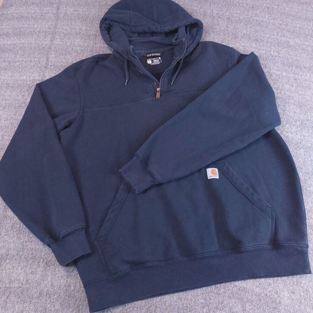 Carhartt Paxton 1/4 Zip Rain Defender Hoodie Men's Large Dark Horizon Blue